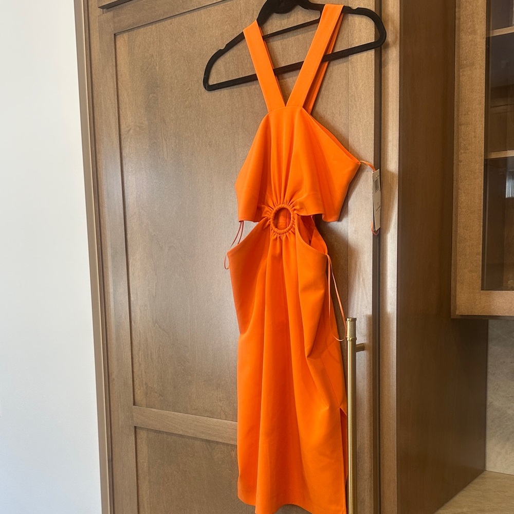 French Connection Bright Orange Midi Dress
